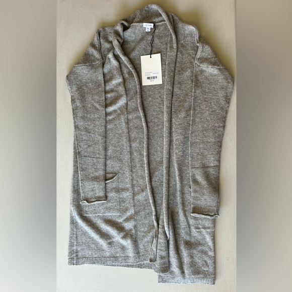 NWT Cuyana Single-Origin Open Cashmere Long Cardigan in Light Heather Grey - Picture 3 of 10